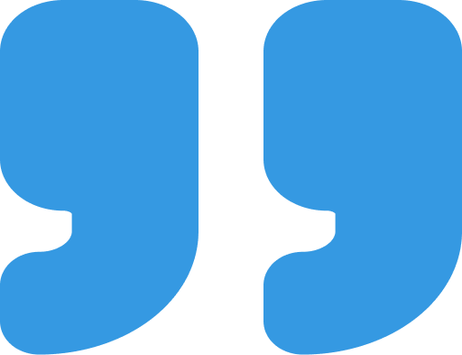 Blue quotation marks on black background